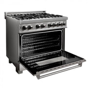 ZLINE 36" Dual Fuel Range, Snow Stainless, Snow Stainless Door, RAS-SN-36