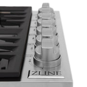 ZLINE 36" Gas Cooktop with 6 Gas Brass Burners and Black Porcelain Top RC-BR-36-PBT