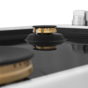 ZLINE 36" Gas Cooktop with 6 Gas Brass Burners and Black Porcelain Top RC-BR-36-PBT