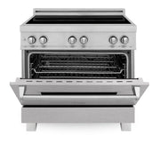 ZLINE 36" Induction Range in DuraSnow with a 4 Element Stove and Electric Oven RAINDS-SN-36