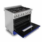 ZLINE 36" Professional Dual Fuel Range, Blue Matte Door, RA-BM-36