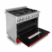 ZLINE 36" Professional Dual Fuel Range, Red Gloss Door, RA-RG-36