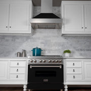 ZLINE 36" Professional Dual Fuel Range, Snow Stainless, Black Matte Door, RAS-BLM-36