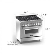 ZLINE 36" Professional Dual Fuel Range with Blue Gloss Door, RA-BG-36