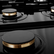 ZLINE 36" Rangetop, DuraSnow Stainless, MatteBlack Accents, RTSZ-36-MB