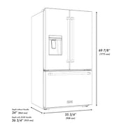 ZLINE 36" Refrigerator, Water, Ice Dispenser, Fingerprint Resistant, RSMZ-W-36-BS-CB