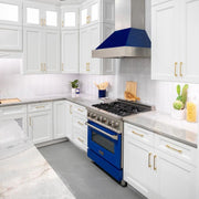 ZLINE 36" Snow Finish Wall Range Hood, Blue Gloss Shell, 8654BG-36