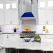 ZLINE 36" Snow Finish Wall Range Hood, Blue Gloss Shell, 8654BG-36