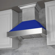 ZLINE 36" Snow Finish Wall Range Hood, Blue Matte Shell, 8654BM-36