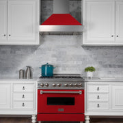 ZLINE 36" Snow Finish Wall Range Hood, Red Matte Shell, 8654RM-36