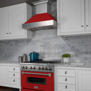 ZLINE 36" Snow Finish Wall Range Hood, Red Matte Shell, 8654RM-36