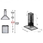 ZLINE 36" Stainless Steel Island Range Hood, GL2i-36