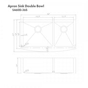 ZLINE 36" Undermount Double Bowl Sink DuraSnow Stainless Steel, SA60D-36S