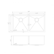 ZLINE 36" Undermount Double Bowl Sink in Stainless Steel, SR50D-36