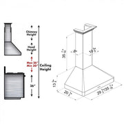 ZLINE 36" Wall Range Hood, Snow Finished, Stainless Steel, 8KF2S-36