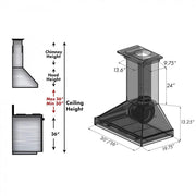 ZLINE 36" Wooden Wall Range Hood, Rustic Dark, KPDD-36