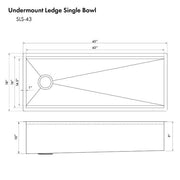 ZLINE 43" Undermount Single Bowl Sink, DuraSnow Stainless, SLS-43S