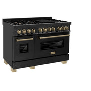 ZLINE 48" Autograph Dual Fuel Range, Black Stainless, Bronze RABZ-48-CB