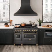 ZLINE 48" Autograph Dual Fuel Range, Black Stainless, Gold, RABZ-48-G