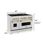ZLINE 48" Autograph Edition Dual Fuel Range, DuraSnow, RASZ-SN-48-G