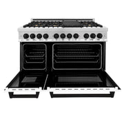 ZLINE 48" Autograph Edition, Dual Fuel Range, White Door, RAZ-WM-48-MB