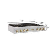 ZLINE 48" Autograph Edition, Rangetop, DuraSnow, Gold Accent, RTSZ-48-G