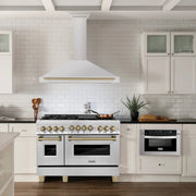 ZLINE 48" Autograph Edition Stainless Steel Range Hood with Stainless Steel Shell and Champagne Bronze Accents KB4STZ-48-CB