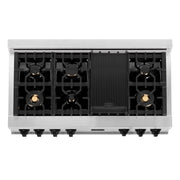 ZLINE 48" Autograph Porcelain Rangetop, Stainless, Gold, RTZ-48-MB