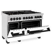 ZLINE 48" Autograph, Range, Dual Fuel, White door, RASZ-WM-48-MB