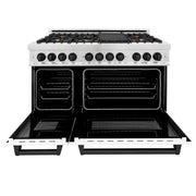 ZLINE 48" Autograph, Range, Dual Fuel, White door, RASZ-WM-48-MB