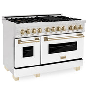 ZLINE 48" Autograph, Range, Dual Fuel, White Matte Door RAZ-WM-48-G