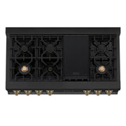 ZLINE 48" Autograph Rangetop, Black Stainless, Champagne Bronze Accents, RTBZ-48-CB
