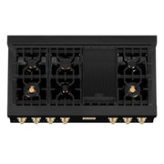 ZLINE 48" Autograph Rangetop, Black Stainless, Gold Accents, RTBZ-48-G