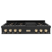 ZLINE 48" Autograph Rangetop, Black Stainless, Gold Accents, RTBZ-48-G