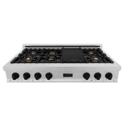ZLINE 48" Autograph Rangetop, DuraSnow, Gold Accents RTSZ-48-MB