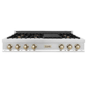 ZLINE 48" Autograph Rangetop, Stainless, Bronze Accents, RTZ-48-CB