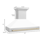 ZLINE 48" Autograph Stainless Wall Range Hood, 8654STZ-WM48-G