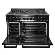 ZLINE 48" Black Stainless, Gas Burner, Electric Oven Range, RAB-48