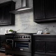 ZLINE 48" Black Stainless, Gas Burner, Electric Oven Range, RAB-48