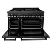 ZLINE 48" Black Stainless,Gas/Electric Range, Brass Burners, RAB-BR-48