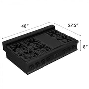 ZLINE 48" Ceramic Rangetop in Black Stainless with 7 Gas Burners, RTB-48