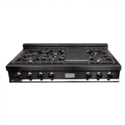 ZLINE 48" Ceramic Rangetop in Black Stainless with 7 Gas Burners, RTB-48