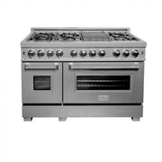 ZLINE 48" Dual Fuel Snow Stainless Range, Snow Stainless Door, RAS-SN-48