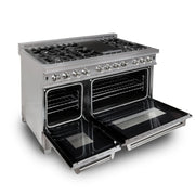 ZLINE 48" Dual Fuel Snow Stainless Range, Snow Stainless Door, RAS-SN-48