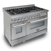 ZLINE 48" Dual Fuel Snow Stainless Range, Snow Stainless Door, RAS-SN-48