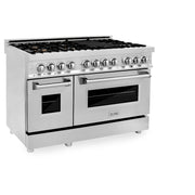 ZLINE 48" Gas Burner/Electric Oven Range Stainless, Brass Burners, RA-BR-48