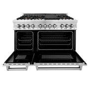 ZLINE 48" Gas Burner/Electric Oven Range Stainless, Brass Burners, RA-BR-48