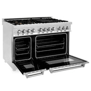 ZLINE 48" Gas Burner/Electric Oven Range Stainless, Brass Burners, RA-BR-48