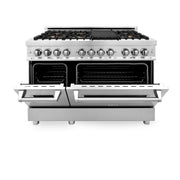 ZLINE 48" Gas Burner/Electric Oven Range Stainless, Brass Burners, RA-BR-48