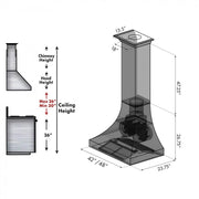 ZLINE 48" Hand-Hammered Copper Finish Wall Range Hood, 8632H-48
